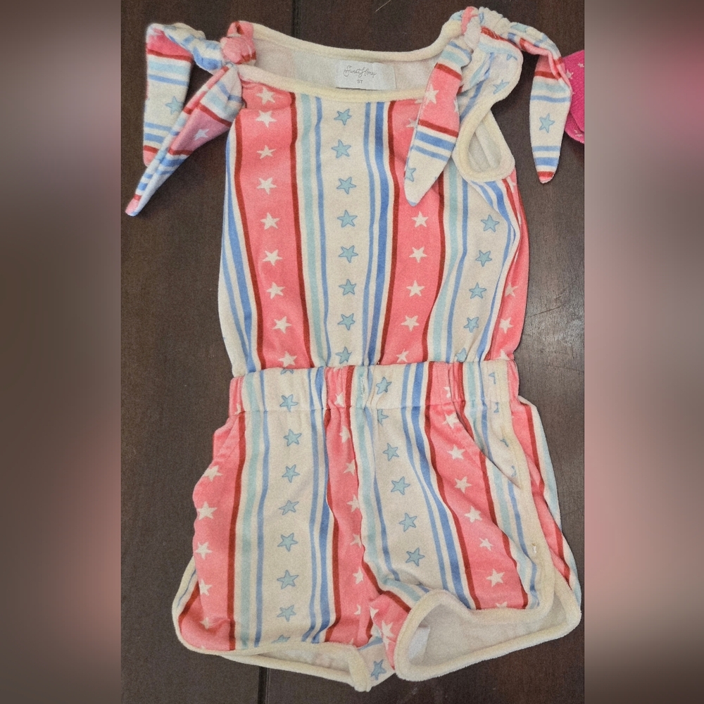 SweetHoney Pink and Blue Star Striped One Piece